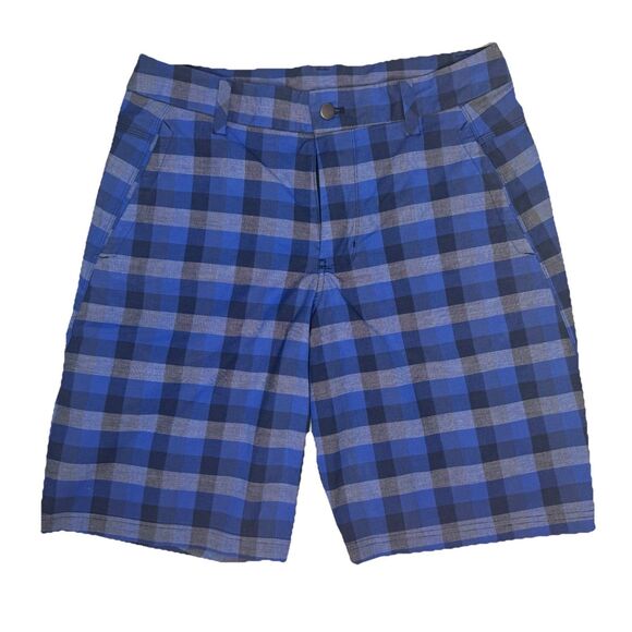 Lululemon Kahuna Blue Plaid Athletic Shorts Men’s Sz 34 x 10 Pockets Lightweight - Picture 1 of 10